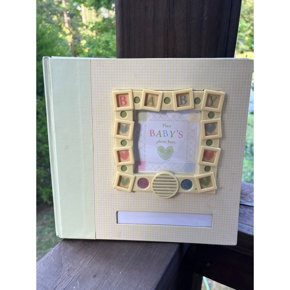 Vintage Talking Pictures Recordable Baby Book Photo Album Yellow Gingham WORKS